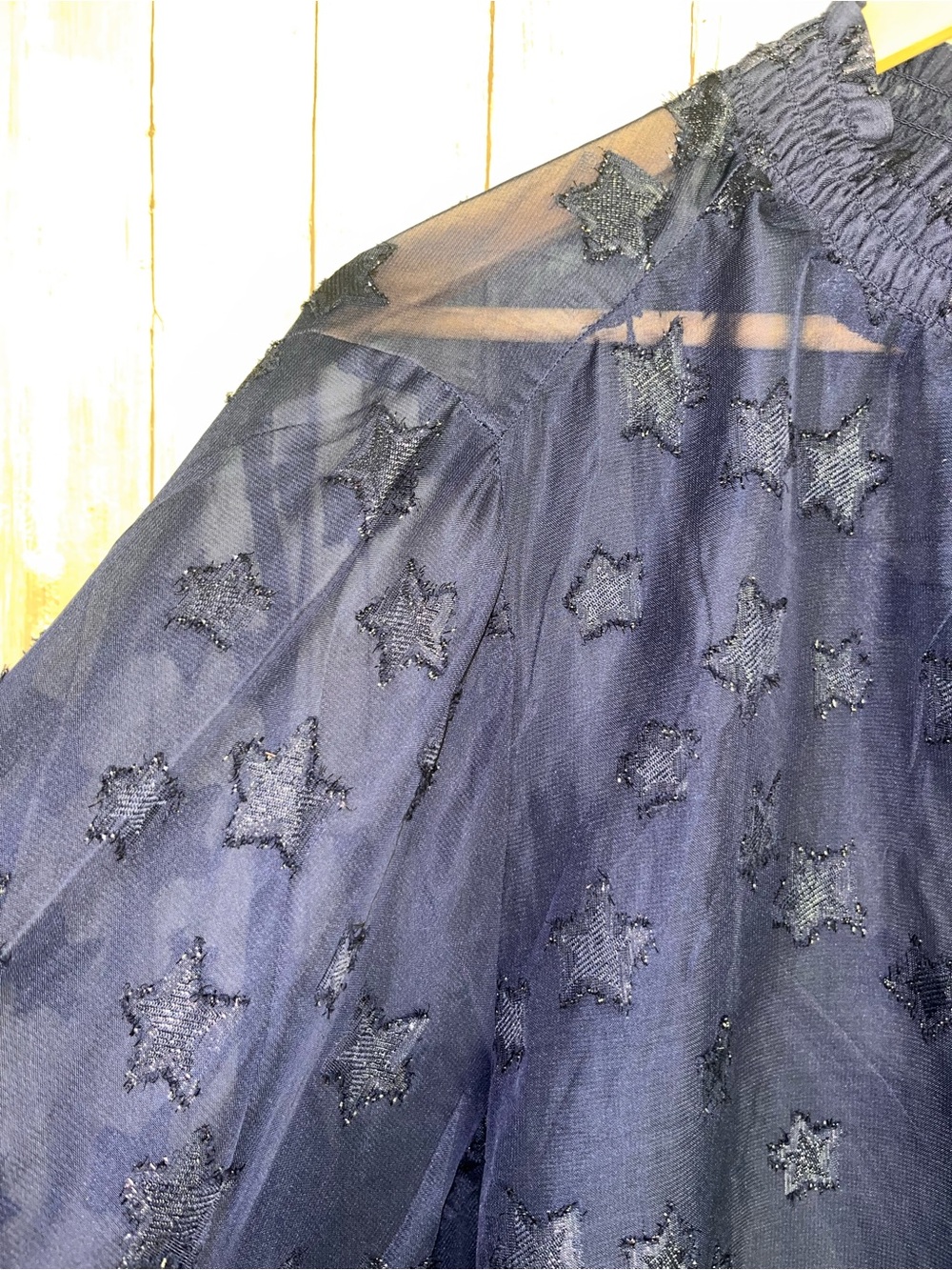 NWT Torrid Lurex Chiffon Star Blouse Navy Sheer Metallic 1X 14-16 - Picture 4 of 6